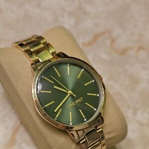 Nine West Green Dial Gold-Tone Watch